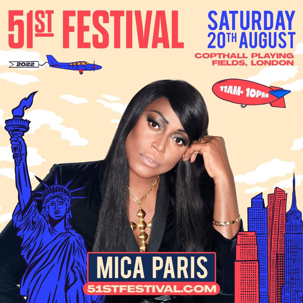 Looking forward to DJing at The 51st State Festival under the Soul tent of Soul Network and hearing the beautiful <a href="/MicaParisSoul/">Mica Paris</a> live on stage. For tickets skiddle.com/e/36084739 Type the discount code SOUL for £5 off 🥳