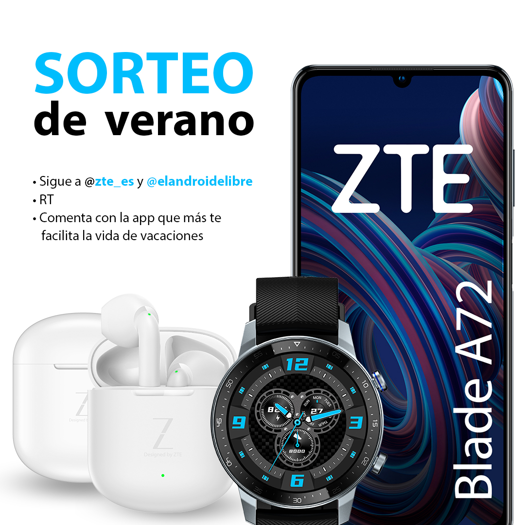 elandroidelibre's tweet photo. 🔥SORTEAZO🔥 
Entre todos sorteamos un ZTE Blade A72, un smartwatch ZTE Watch GT y 2 auriculares ZTE Buds.

Para participar, sigue a @ZTE_es y @elandroidelibre, haz RT a este tweet y responde: ¿cuál es la app que te facilita más la vida durante las vacaciones de verano? https://t.co/rq3Y6ohu71
