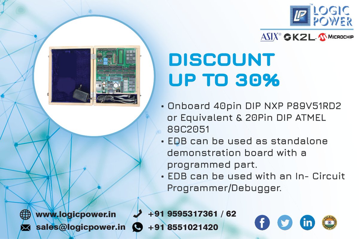 LogicPower1989's tweet image. Logic Power offers you the Most Cost Effective upto 15% discount on Production Programming Tool for PIC MCUs, Hurry!.
#LOGICPOWER #MICROCHIP #PICKIT #ICD #PRESTO #madeinindia  #AatmaNirbharBharat #PUNE  #punevaccination #PuneFightsCorona #punelive #Mansoon #Rainyday