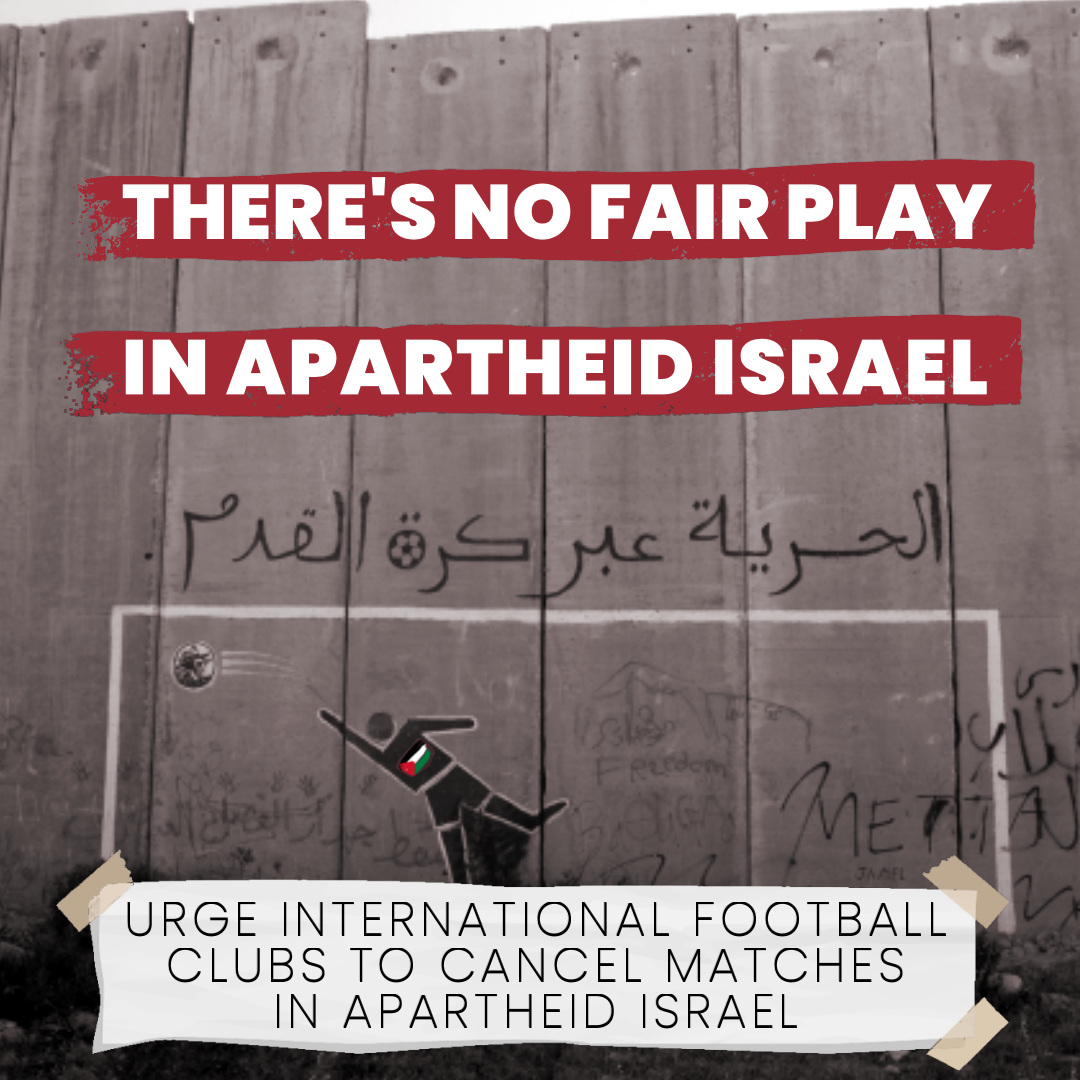 Join Palestinian teams, whose whose players have lost lives &amp; limbs to Israeli soldiers and military assaults, in urging int'l football teams not to play in apartheid Israel.

There's #NoFairPlay &amp; #NothingFriendly about Israeli apartheid.

Send an email: loom.ly/PoBStwc