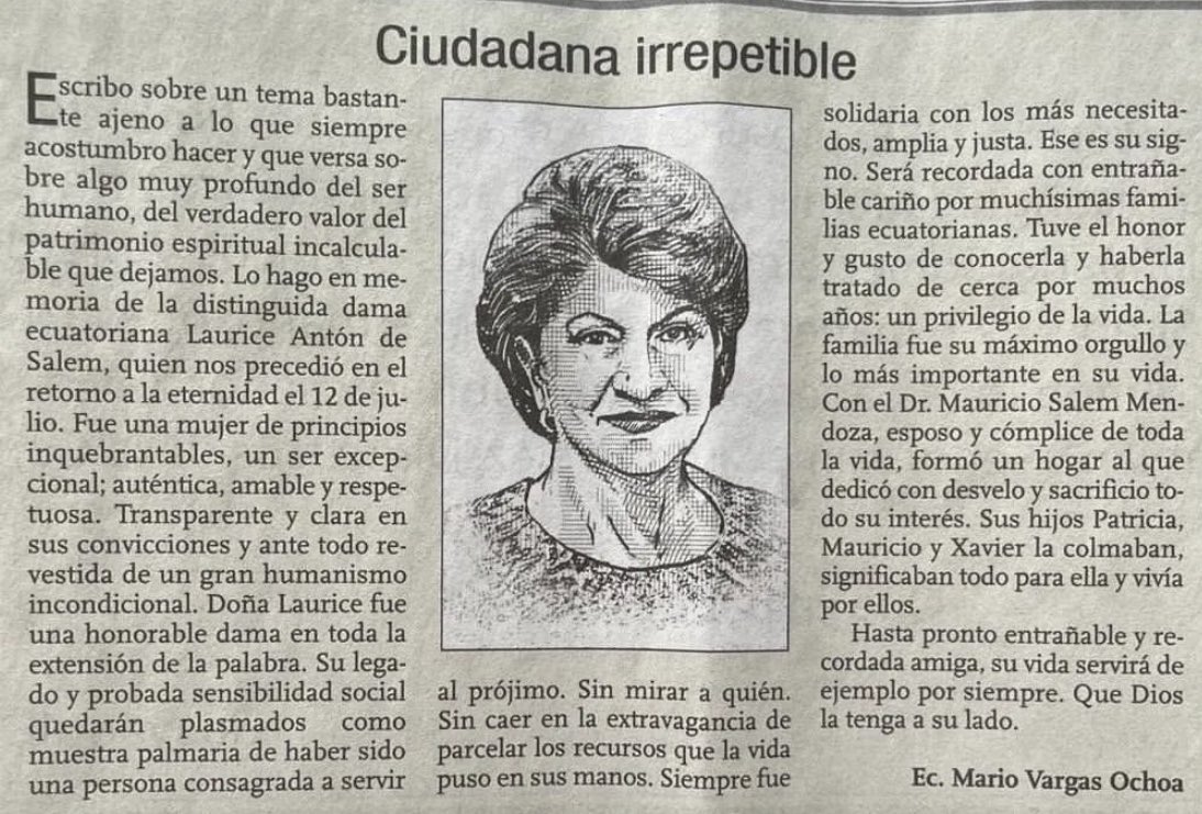 Uno solo muere cuando es olvidado. Cuando trasciendes vives para siempre. Gracias por tu ejemplo y tu legado Mamá, sabremos honrarlo día a día. Diario Expreso 21/07/22