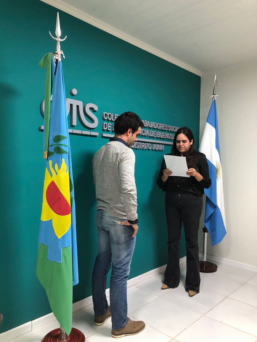 Con Juani compartimos infinitos proyectos, el lunes le tomé juramento en el CATSBA como integrante de la comisión directiva, ¡Bienvenido!  Por todos estos desafíos que emprendemos una vez más juntos.