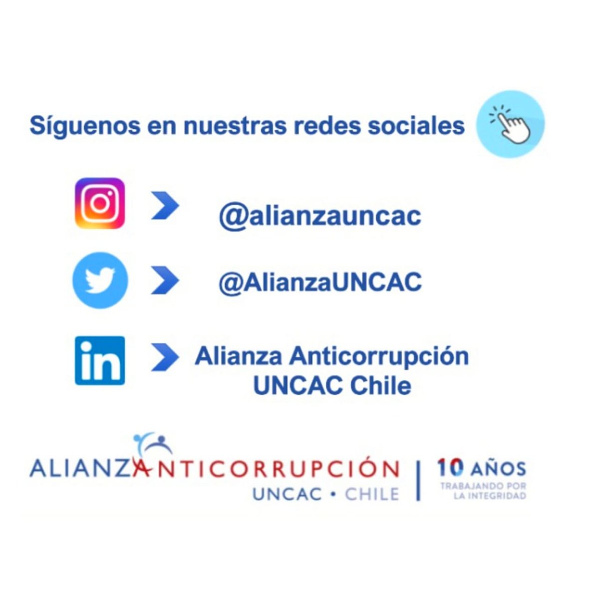 AlianzaUNCAC's tweet photo. 🚨Te invitamos a que nos sigas en nuestras redes sociales, para que estés actualizado con la información que te compartimos👀🗣️ 
#ChileÍntegro https://t.co/NMjBlWkwAn