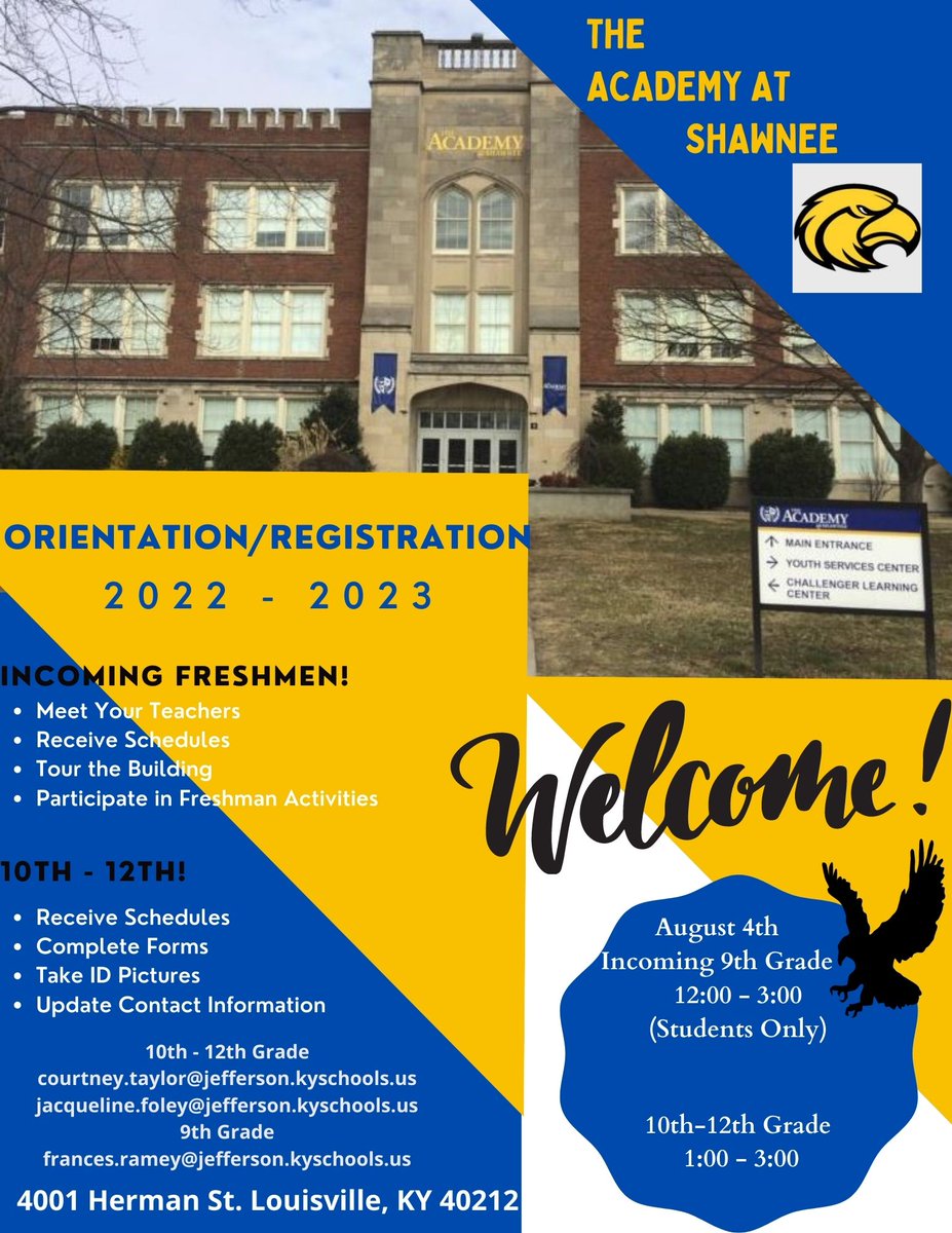 Frances Ramey (@counselorramey) on Twitter photo Welcome Back! We can't wait to see you August 4th for Orientation/Registration!
@KymberlyRiceSHS <a href="/ShawneeAcademy/">The Academy @ Shawnee</a> <a href="/sharonhgray1/">That_AP</a> #WeAreJCPS <a href="/TheMrsJonesAP/">Jessica Jones</a> Welcome Back! We can't wait to see you August 4th for Orientation/Registration!
@KymberlyRiceSHS <a href="/ShawneeAcademy/">The Academy @ Shawnee</a> <a href="/sharonhgray1/">That_AP</a> #WeAreJCPS <a href="/TheMrsJonesAP/">Jessica Jones</a>