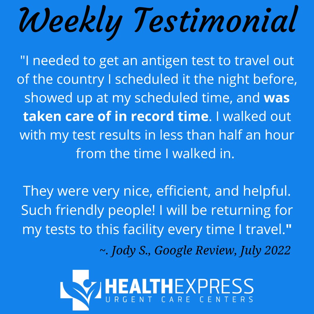Traveling and looking for a same-day, walk-in rapid antigen or PCR COVID test? Look no further! We have locations in Parma, Mayfield Heights, North Ridgeville, and Avon Lake, OH and are open 7 days a week. Walk-in or schedule online at HealthExpressUC.com