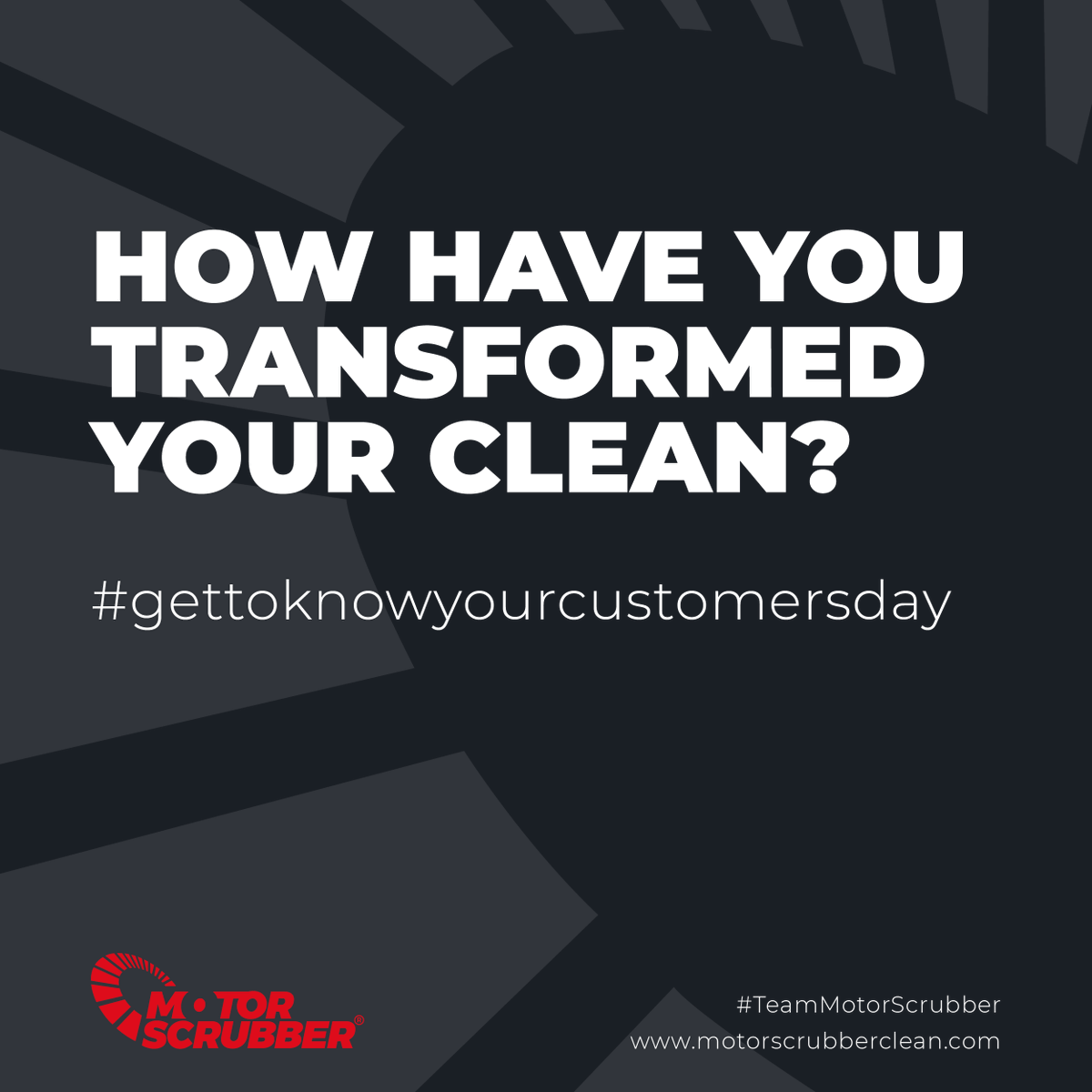 motorscrubber's tweet photo. Happy #GetToKnowYourCustomersDay!

We love seeing our products in action, so...
🗣 Leave a comment telling us how our products have transformed the way you clean
📸 Share a photo of your favourite MotorScrubber product using the hashtags #TeamMotorScrubber #MyMotorsScrubber https://t.co/COg4FrR0Wb