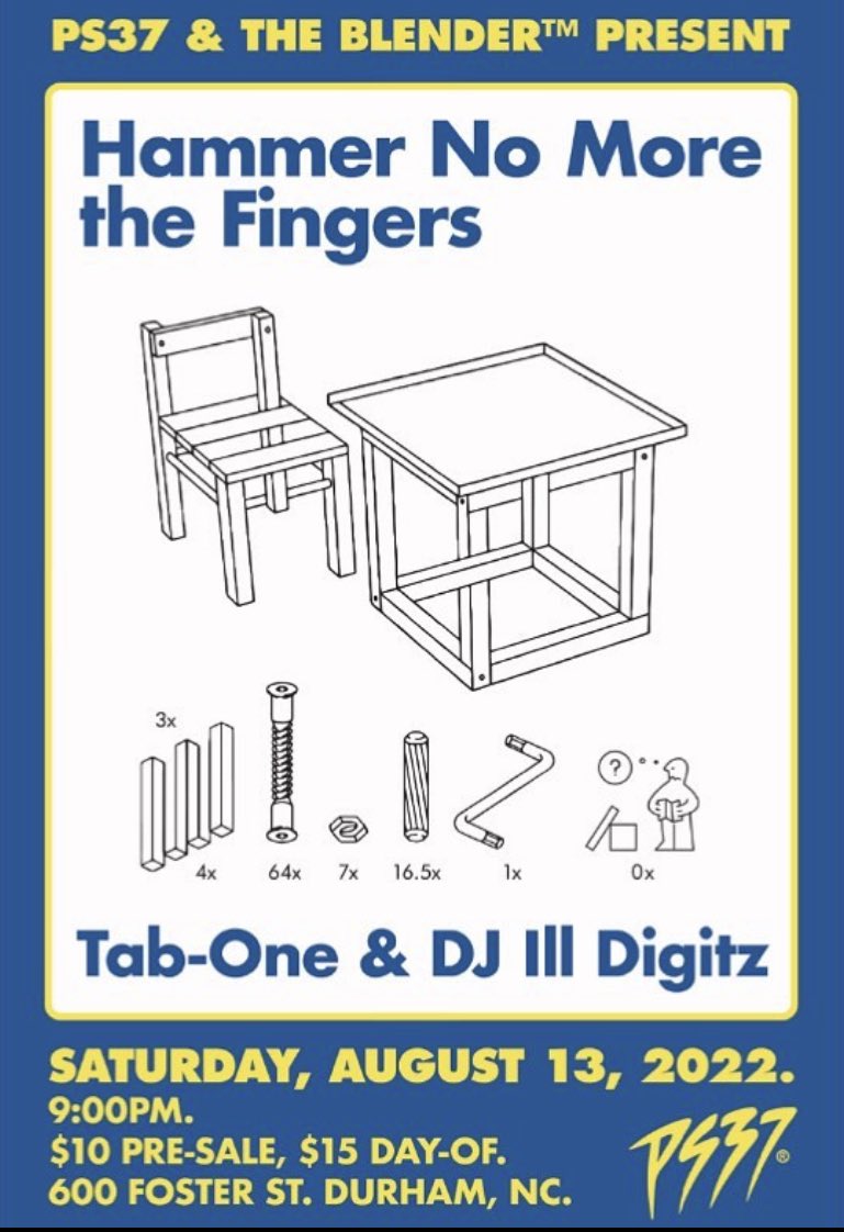For the next installment of The Blender™️, we've got local legends <a href="/HNMtF/">Hammer</a> with <a href="/tab_one/">Tab_One</a> and <a href="/Djilldigitz/">Djilldigitz</a> on Saturday 8.13. Let's gooo. 🔥