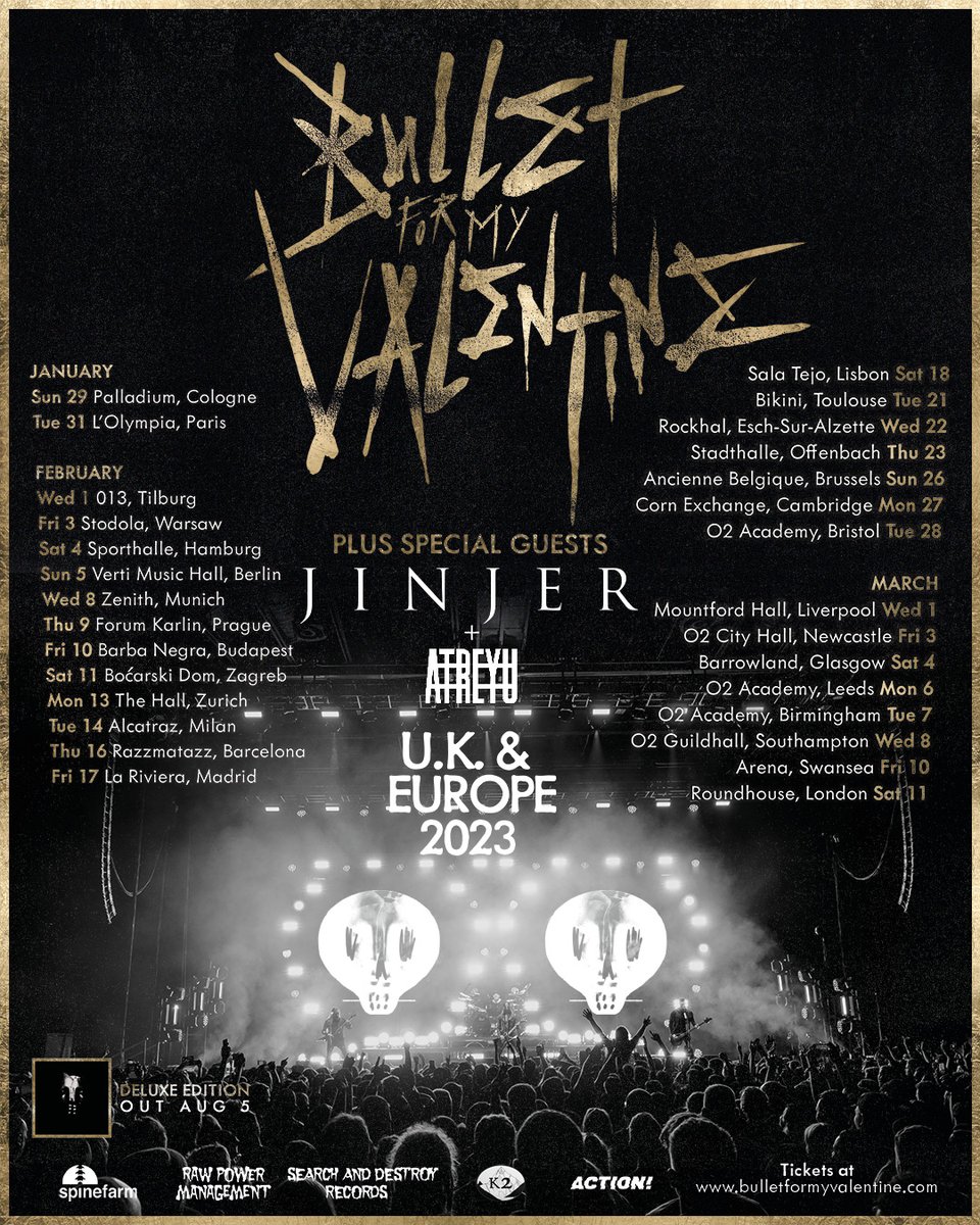 bfmvofficial's tweet photo. It's about damn time. We can't wait to destroy these stages. EU &amp; UK - we're coming for you.

📷: @ryancphoto 

#BFMV #BulletForMyValentine #Tour https://t.co/dZdRxf268F