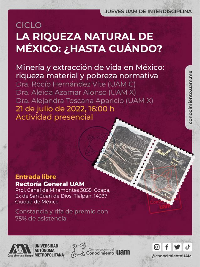 msociedades's tweet photo. Invitación al Ciclo

La riqueza natural de México: ¿Hasta cuándo?

"Minería y extracción de vida en México: riqueza material y pobreza normativa"

21 de julio de 2022, 16:00 hrs. (Actividad presencial) https://t.co/Q3WG7KDebM