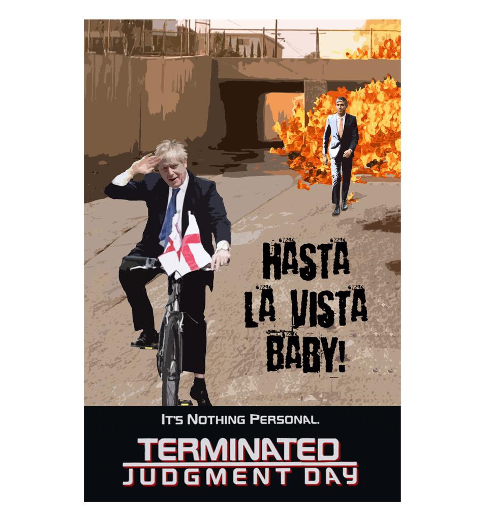 Fromiegifts's tweet photo. @hungdrawnquoted if only this was a film and not real life 
#BorisJohnsonOut #terminated #bollockstoboris https://t.co/8V5DOMes5z