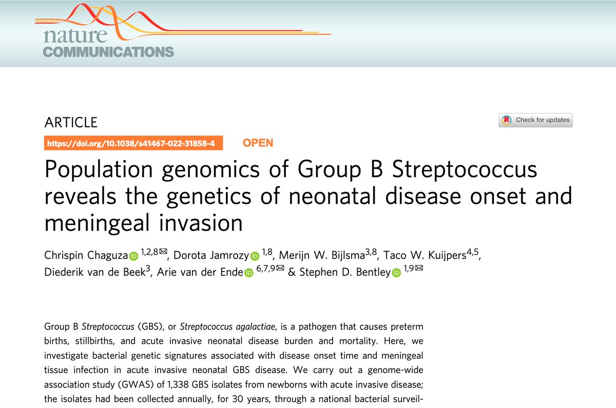 Pleased to share our latest paper published today in Nature Communications <a href="/NatureComms/">Nature Communications</a>. <a href="/StephenBentley5/">Stephen Bentley</a> <a href="/sangerinstitute/">Wellcome Sanger Institute</a> <a href="/amsterdamumc/">Amsterdam UMC</a> <a href="/UvA_Amsterdam/">UvA Amsterdam</a> <a href="/YaleSPH/">Yale School of Public Health</a> <a href="/wellcometrust/">Wellcome</a>

nature.com/articles/s4146…