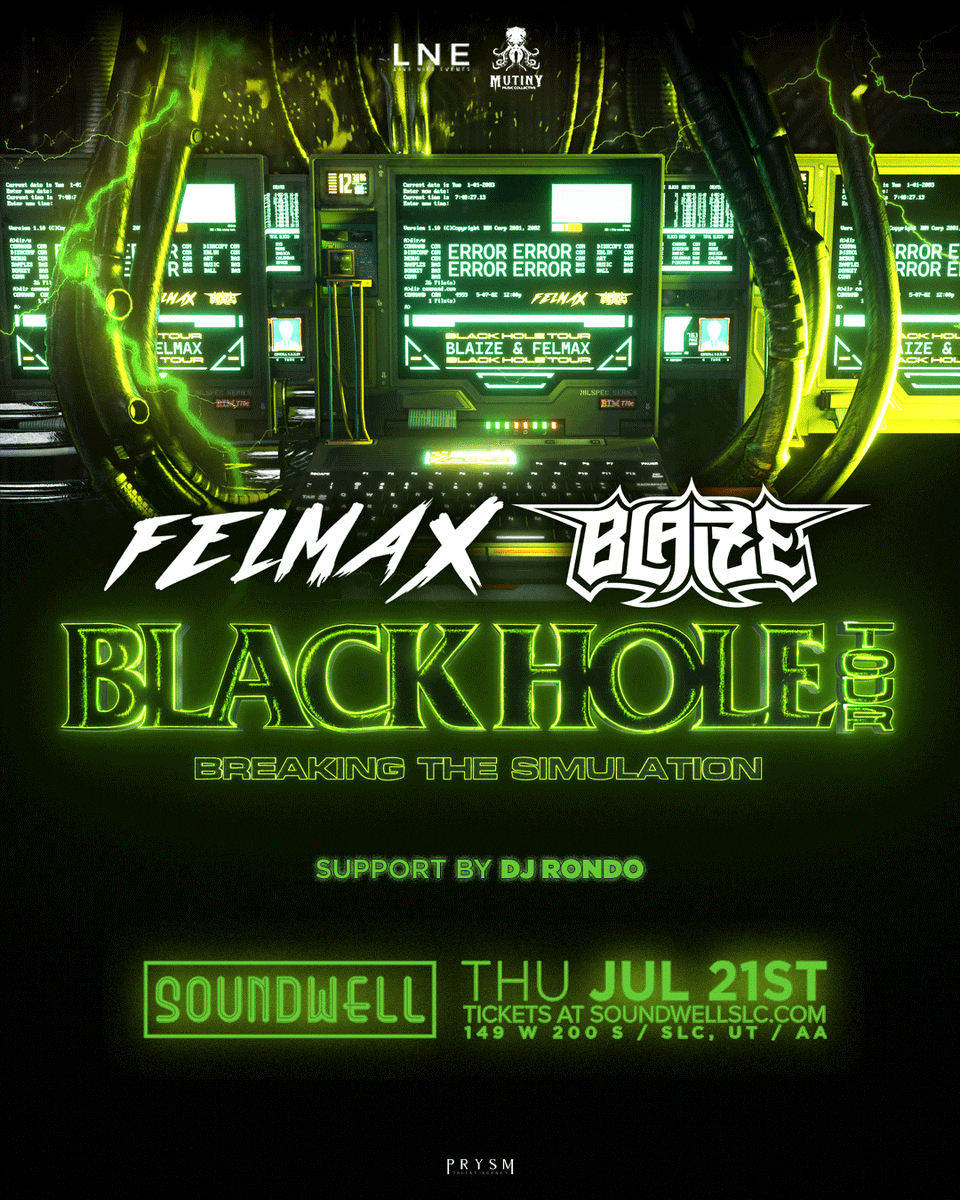 SoundwellSLC's tweet photo. FREE SHOW TONIGHT🤑 🤑 @FelmaxOfficial & @BlaizeOnIt_ are bringing that BASS and we're ready to wobble🔊
DOORS @ 7:30PM
RSVP HERE: https://t.co/T35begVO9K
#Felmax #Blaize #SoundwellSLC #LNE https://t.co/txfl6RgH8B