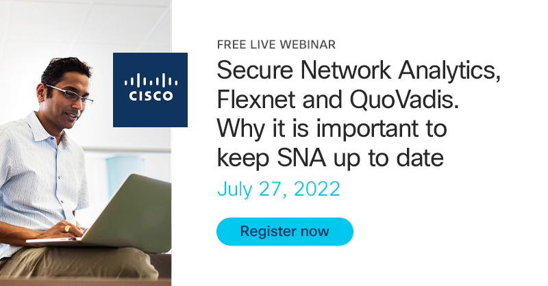 LearningatCisco's tweet photo. Learn how to identify, fix, and prevent compatibility issues at this free @CiscoSecure Network Analytics webinar on July 27 at 9:00 a.m. Pacific.
👉 Register now: https://t.co/rutbT5p4uf
#Stealthwatch #NetworkSecurity #CiscoCert https://t.co/mTihQcJlbm