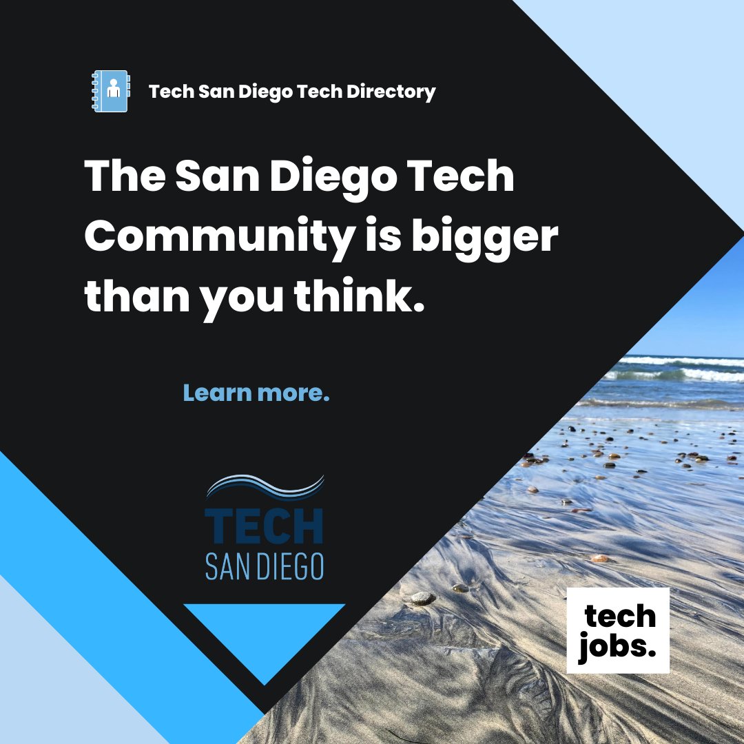 Tech_SanDiego's tweet photo. The #TechDirectory is your resource to get more qualified tech applicants & join a growing tech cluster here. Visit directory here: https://t.co/mltrmW5B1B
#techdirectory #techcluster #techsandiego #techjobs #techdatabase #sandiegotechjobs #techjobsinsandiego #visitthedirectory https://t.co/B9M28auTPi