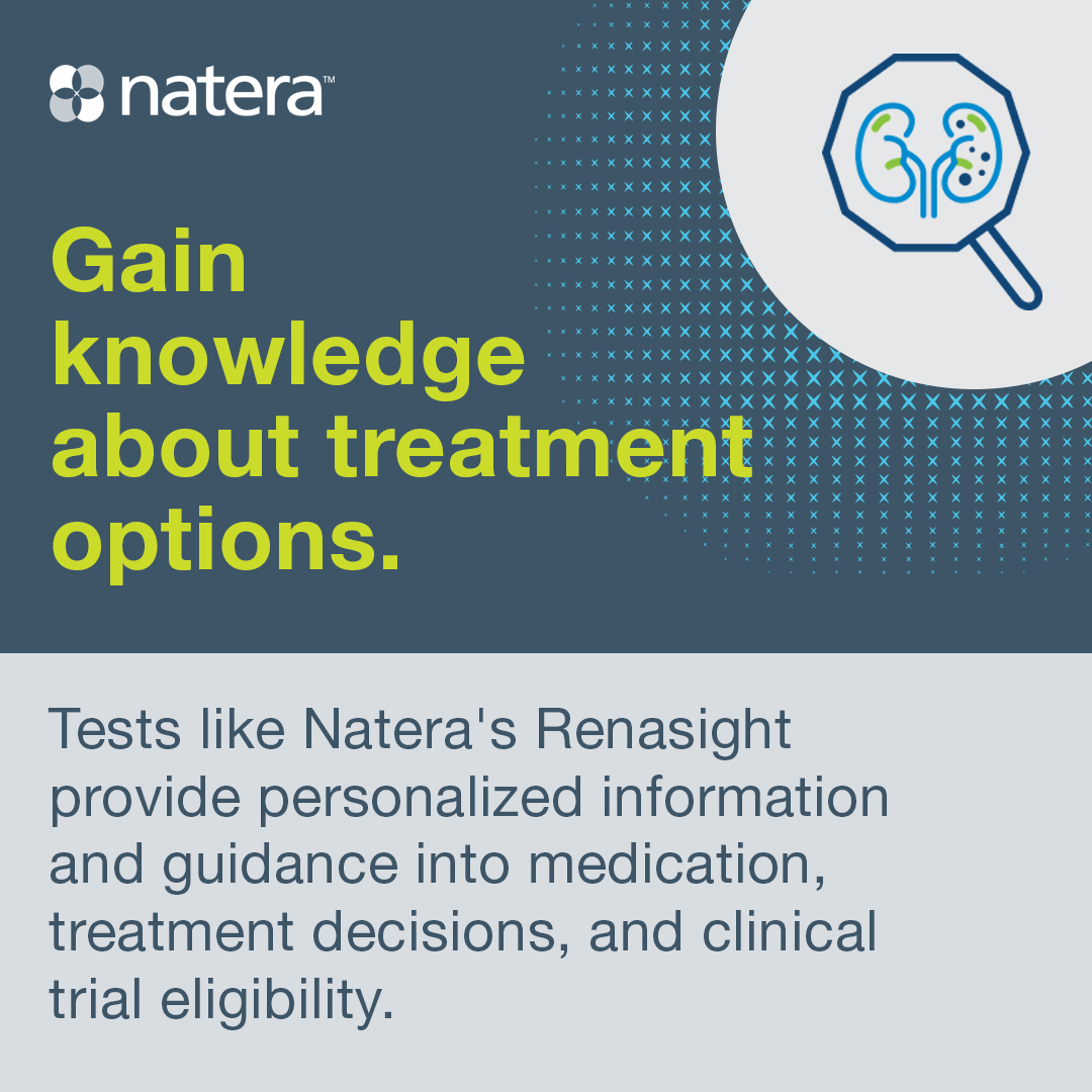 NateraNeph's tweet photo. Genetic tests, such as #Natera’s #Renasight kidney gene panel, can offer #KidneyDisease patients and care teams guidance on medication, treatment decisions, and clinical trial eligibility.
https://t.co/TpAoRrhETv https://t.co/Va1HbGddIm