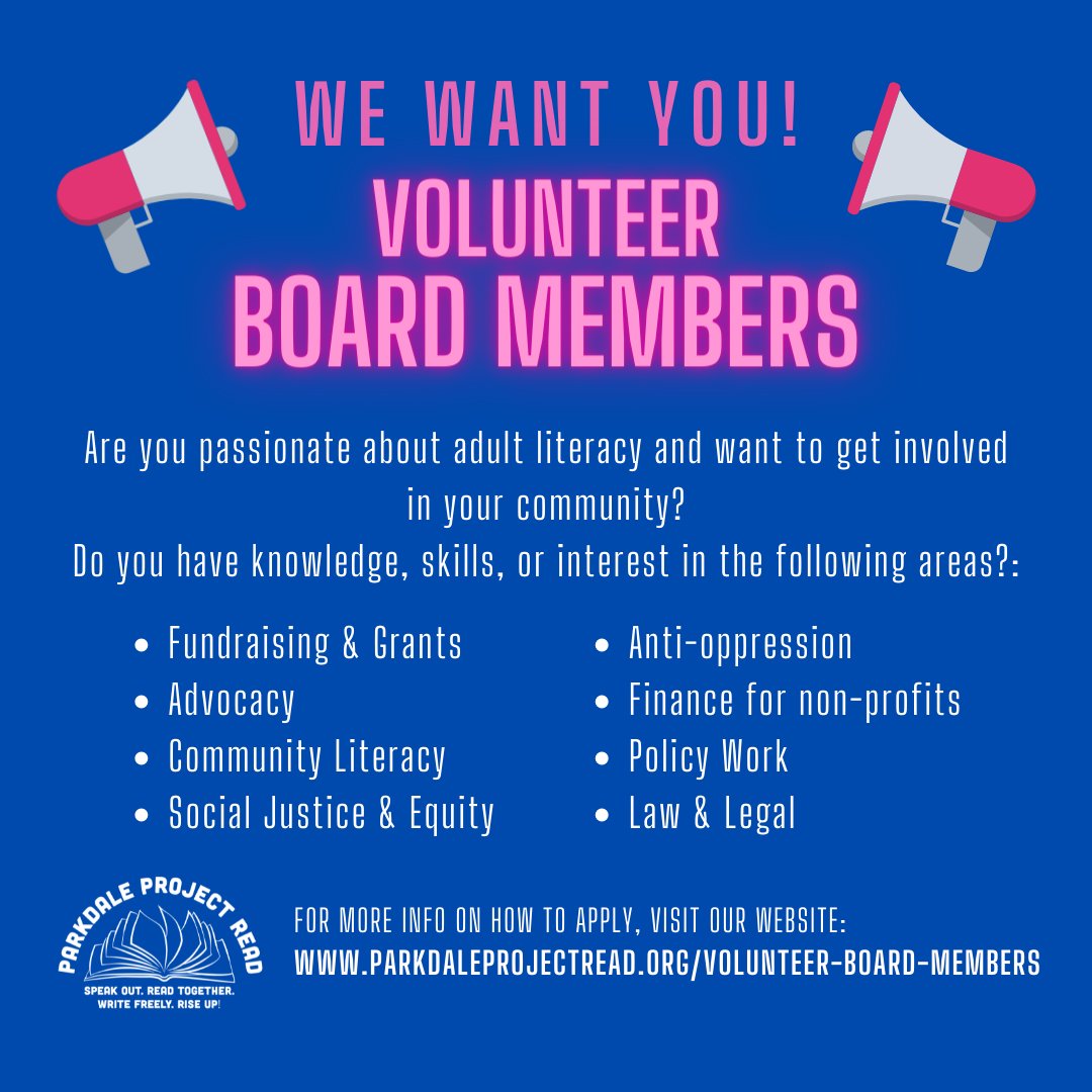 ParkdaleRead's tweet photo. Do you want to get involved in PPR? We're seeking volunteers to join the PPR Board of Directors! To learn more about how to apply, visit our website: https://t.co/Rd2kBG74eg #Volunteer #Parkdale #ParkdaleLove #Toronto https://t.co/ooM2tfPMSj