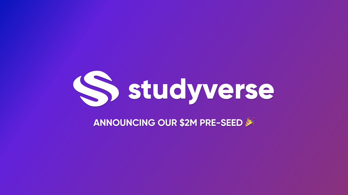 eric_drymer's tweet photo. 1/ Stoked to announce Studyverse’s $2M Pre-Seed so we can get back to work building the Virtual Study Hall for Gen Z 🎉📚

Check out the full announcement to learn more 👇

https://t.co/KdaaszONoB https://t.co/i3eJ6CVk7N