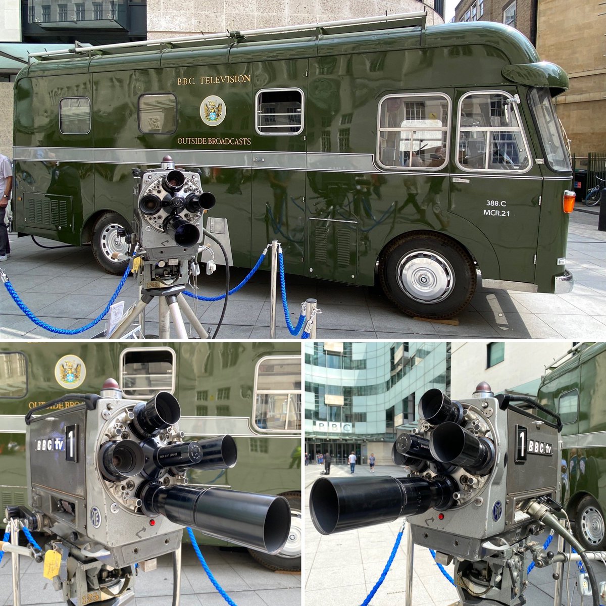 stevechalles's tweet photo. Lovely to see #MCR21 - the restored 1963 BBC OB Scanner/control room - on display today in front of New Broadcasting House in London and hear from the always friendly team.
Their website - with some great archive - is https://t.co/daHFMSTFt3.
#outsidebroadcast #BBCOB #BBC100 https://t.co/I9hUMER6fW