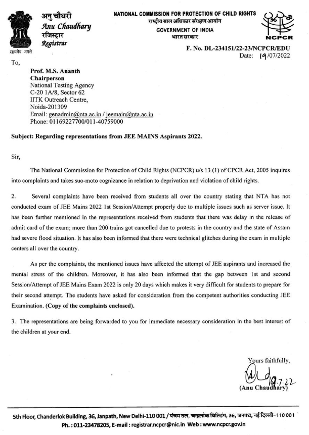 _shri_kant's tweet photo. thank you @NCPCR_ for raising our voice
#JEEMains2022 
#JEEAspirantsfuturematters https://t.co/LuNSLkP5jq