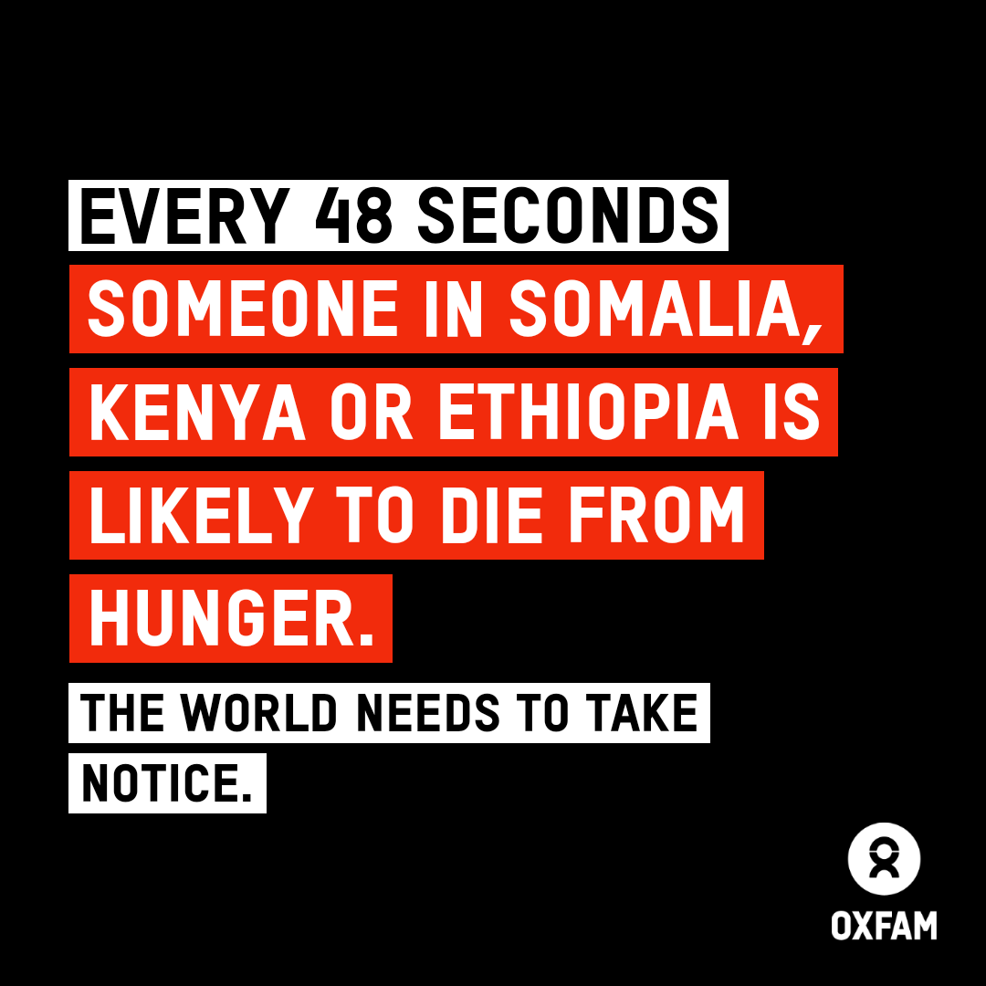 The world is not taking enough notice of the hunger crisis in #EastAfrica. Through your social channels, you CAN help call attention to this emergency. 

**𝗦𝗵𝗮𝗿𝗲 𝘁𝗵𝗶𝘀 𝗽𝗼𝘀𝘁, 𝗺𝗮𝗸𝗲 𝘁𝗵𝗲 𝘄𝗼𝗿𝗹𝗱 𝗹𝗶𝘀𝘁𝗲𝗻**