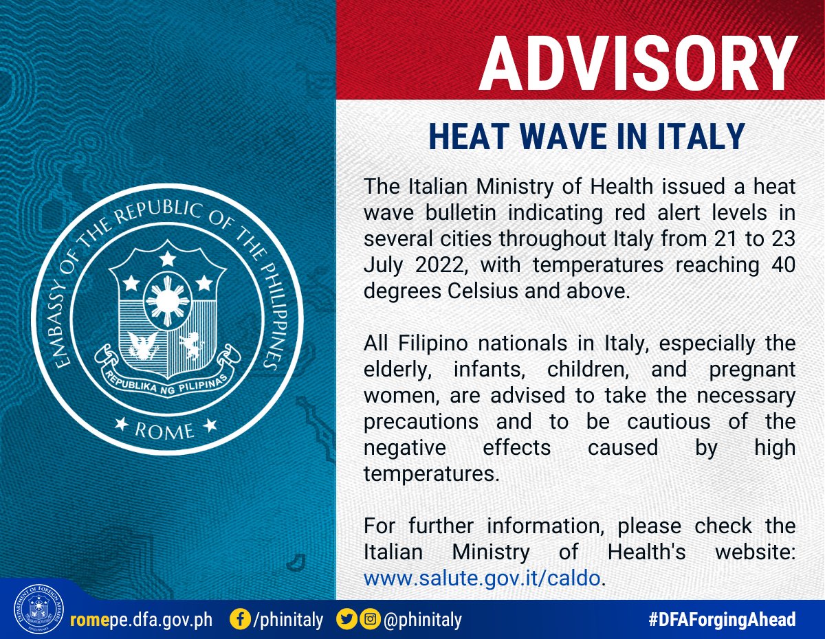 Philippine Embassy in Italy tweet media