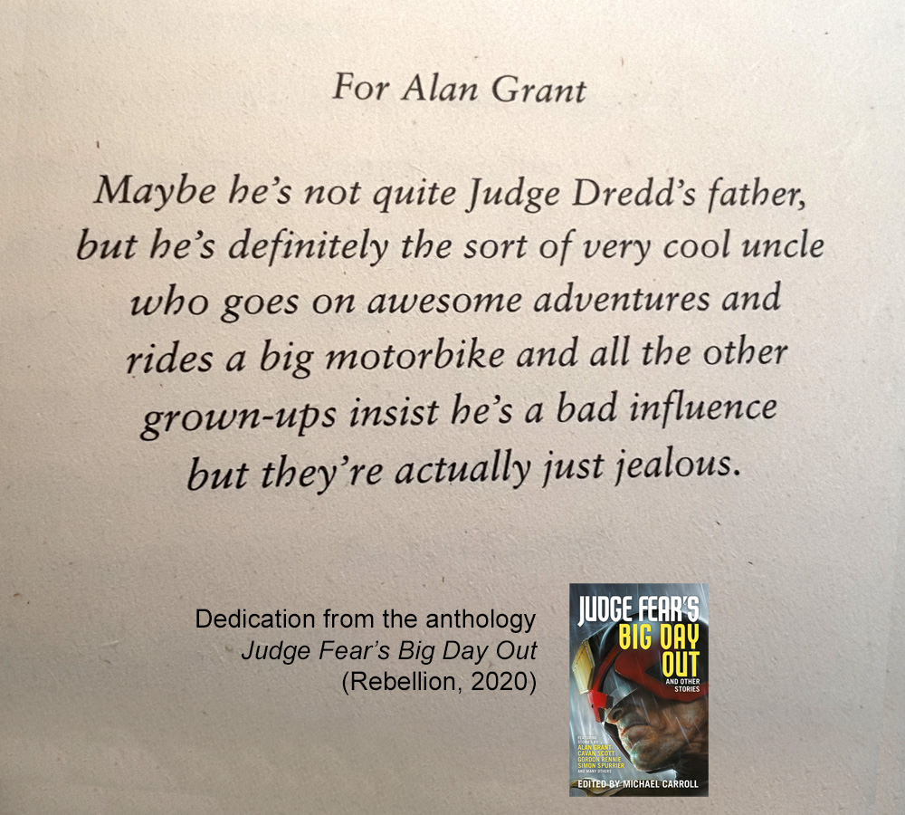 MikeOwenCarroll's tweet photo. Saddened to hear that Alan Grant has died. Such a brilliant, inventive, hilarious creator who produced unforgettable work for @2000AD on characters such as Judge Dredd, Robo-Hunter, Ace Trucking Co. and Strontium Dog.
R.I.P., Alan.
#AlanAGrant #JudgeDredd #Dredd #StrontiumDog https://t.co/RpNxlgubRb