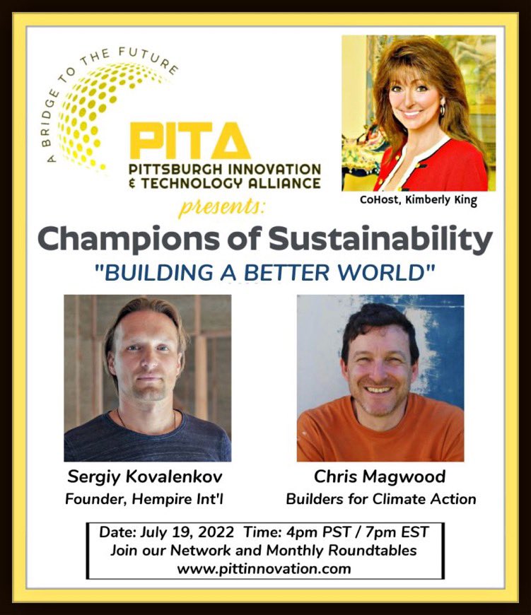 Thanks to "Champions of Sustainability" Sergiy Kovalenkov, Founder &amp; CEO of Hempire International, and Chris Magwood, Director, Builders for Climate Action, for your generosity to be part of our Sustainable Development Roundtable this week.