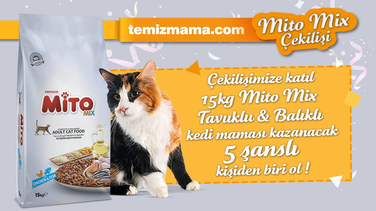 Temizmama'dan #Mito Mix Çekilişi!

5 takipçimize 15 kg Mito Mix Kedi Maması hediye ediyoruz.

Yapman gerekenler:
✔️Hesabımızı ve <a href="/CagatayPetFood/">Çağatay Pet Food</a> hesabını takip et 👍
✔️Tweeti RT'le 🔁
✔️Tweetin altında 1 arkadaşını etiketle 💬

Kazananlar 29 Temmuz Cuma günü açıklanacaktır😉