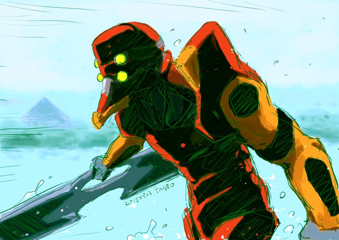 古い絵。EOEの弐号機最高に不気味かっこいい。 