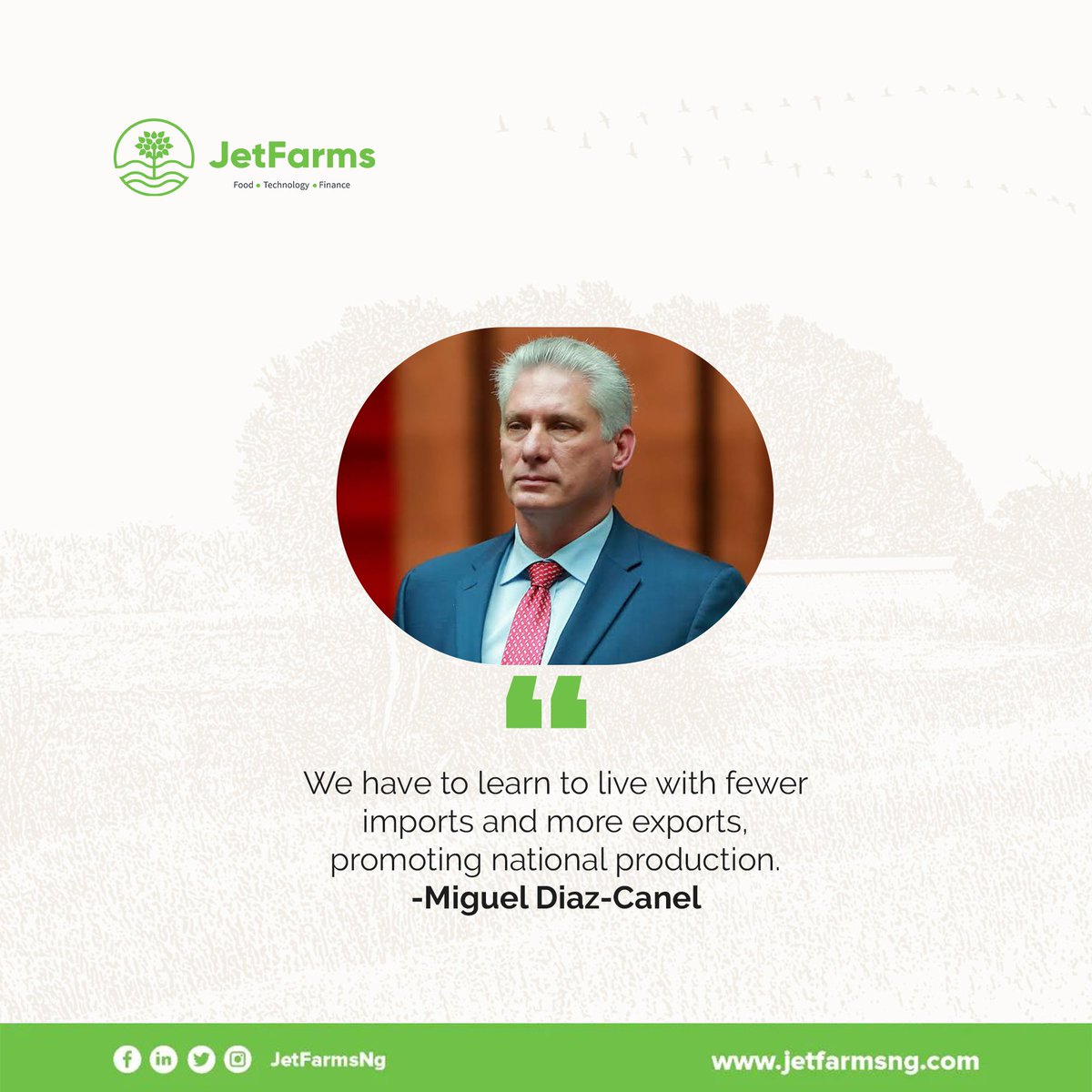 jetfarmsng's tweet photo. One of the major ways to increase our national financial impact is to increase our food production and processing, leading to increase in exportation.........
#export #import #selfsufficient #selfreliance #foodgoals #exportgoals #jetfarmsng #jetfarms https://t.co/GUq0v8z0t2