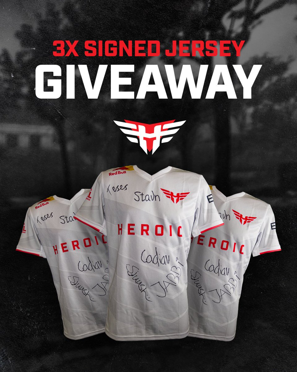 🚨 3X SIGNED JERSEY GIVEAWAY 🚨

We're giving away three jerseys signed by our CS:GO team!

To enter:

❤️ Like &amp; RT this post
👉 Follow <a href="/heroicgg/">HEROIC</a>
💬 Comment how many hours you have in @CSGO the past 2 weeks 👀

The giveaway ends 28/07/22.