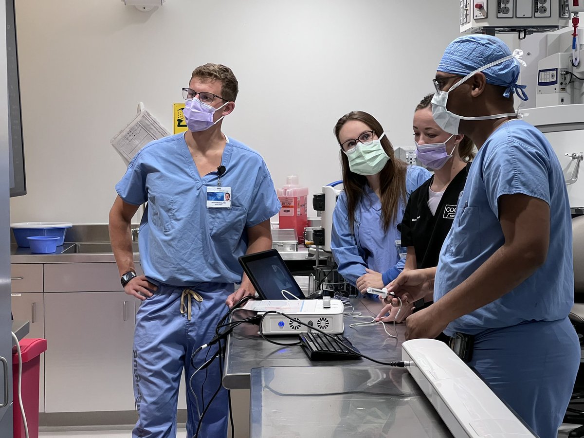 ErbenYoung's tweet photo. Great morning learning endovascular skills with our @cookvascular colleagues and our @MayoJaxGenSurg residents @VascularSVS @JVascSurg @MayoClinicSurg #BoldForward2030LearningGoals #SurgicalSimulation @SimbionixSpain https://t.co/14MAD26Ygb