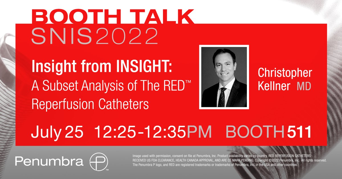 PenNeuro's tweet image. HCPs: Swing by @PENNeuro booth #511 at #SNIS2022 to hear Dr. Kellner present insights from INSIGHT! #RED #REDglideDifference @SNISInfo Rx only. For risk info: bit.ly/37YcYIU Clinical results may vary.