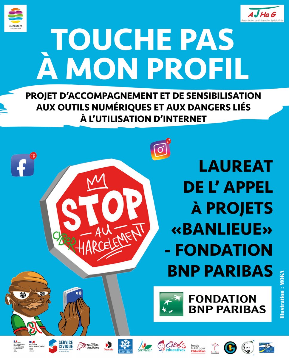 UNISPHERES's tweet photo. 🏆 Unisphères est lauréat de la Fondation BNP Paribas sur l'Appel à Projets "Banlieues", pour son projet Touche Pas à Mon Profil https://t.co/fgWHDf1EHc