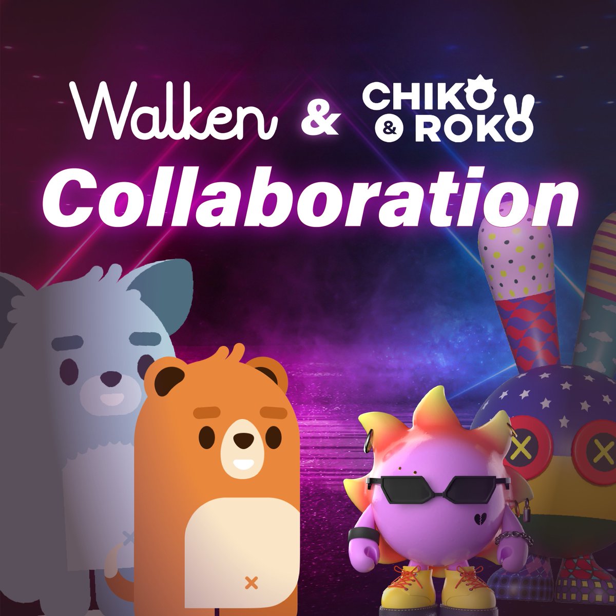 Hey there, it’s Chiko and Roko!😉
 
We are happy to announce our new collaboration with Walken! 
 
WALKEN is the world's first free-to-play move2earn NFT blockchain game that connects healthy lifestyle, gaming and crypto.