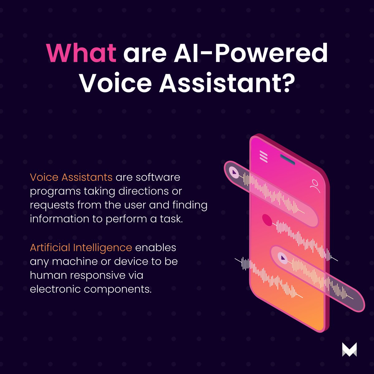 mobcoderinc's tweet image. Voice Assistant is a new addition to the list of fast-growing technologies powered by Artificial Intelligence.
#mobcoder #voice #ArtificialIntelligence