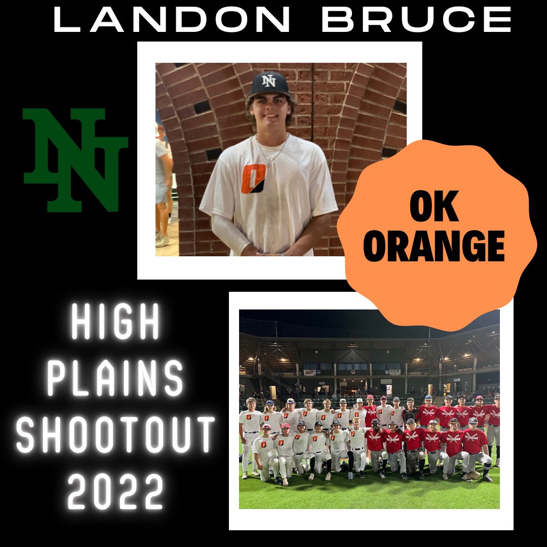 Congratulations to <a href="/LandonBruce2023/">Landon Bruce</a> for being selected &amp; playing in @highplains2022 Way to represent Oklahoma Orange and Norman North Baseball.