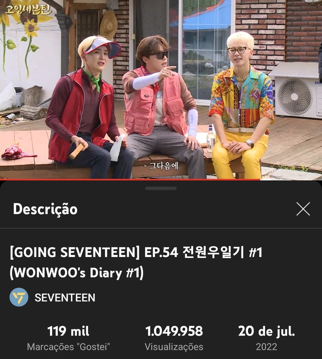 going_svt's tweet photo. EP. 54 Wonwoo's Diary becomes the most watched episode in the first 24H of this season and second overall with 1.049.958 views! 🥂
https://t.co/m1Ts7mWQZV
#GOING_VIEW #세븐틴 @pledis_17 https://t.co/NuLM4heNGn