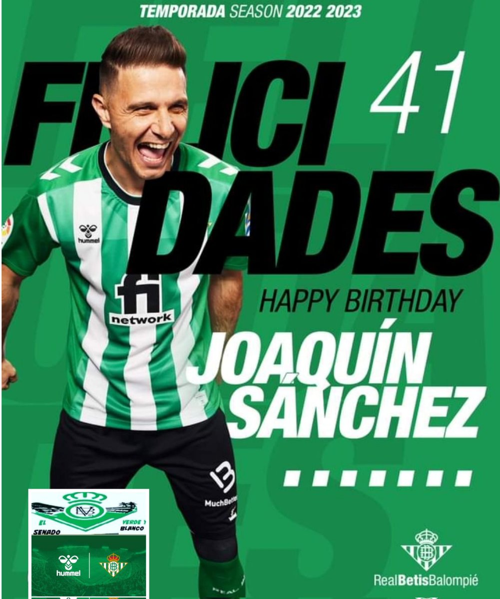 Felicidades @joaquinarte !! 🎉🎂 41 años <a href="/RealBetis/">Real Betis Balompié 🌴💚</a>
Déjale al capitán tus mejores deseos: