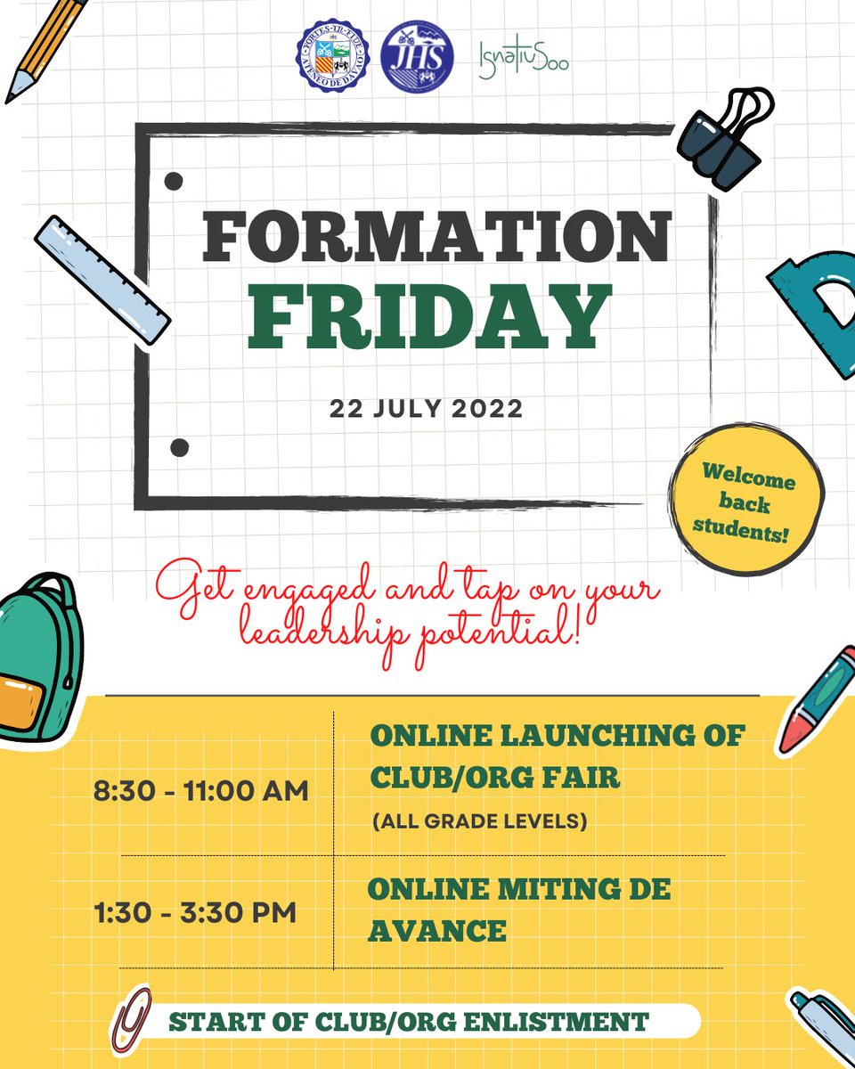 Ateneo de Davao University JHS (@addu_jhs) on Twitter photo HEADS UP | Tomorrow is Formation Friday in ADDU JHS! Event and Zoom info shall be posted in moderating class coursewares. See poster for details.
ENROLLMENT IS ONGOING UNTIL AUG. 15, 2022. Enroll online at jhs.addu.edu.ph/enroll
#ChooseADDUJHS
@asecofficial23 <a href="/addujhs_osa/">AdDU JHS OSA</a> HEADS UP | Tomorrow is Formation Friday in ADDU JHS! Event and Zoom info shall be posted in moderating class coursewares. See poster for details.
ENROLLMENT IS ONGOING UNTIL AUG. 15, 2022. Enroll online at jhs.addu.edu.ph/enroll
#ChooseADDUJHS
@asecofficial23 <a href="/addujhs_osa/">AdDU JHS OSA</a>