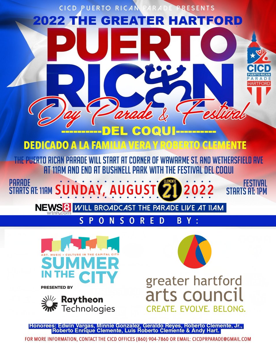 We are so grateful to have our friends at <a href="/LetsGoArts_org/">Greater Hartford Arts Council</a> &amp; Summer in the City on this journey with us! Join the fun 8-21-22 @MayorBronin the Parade will be televised live on <a href="/WTNH/">WTNH News 8</a> at 11am