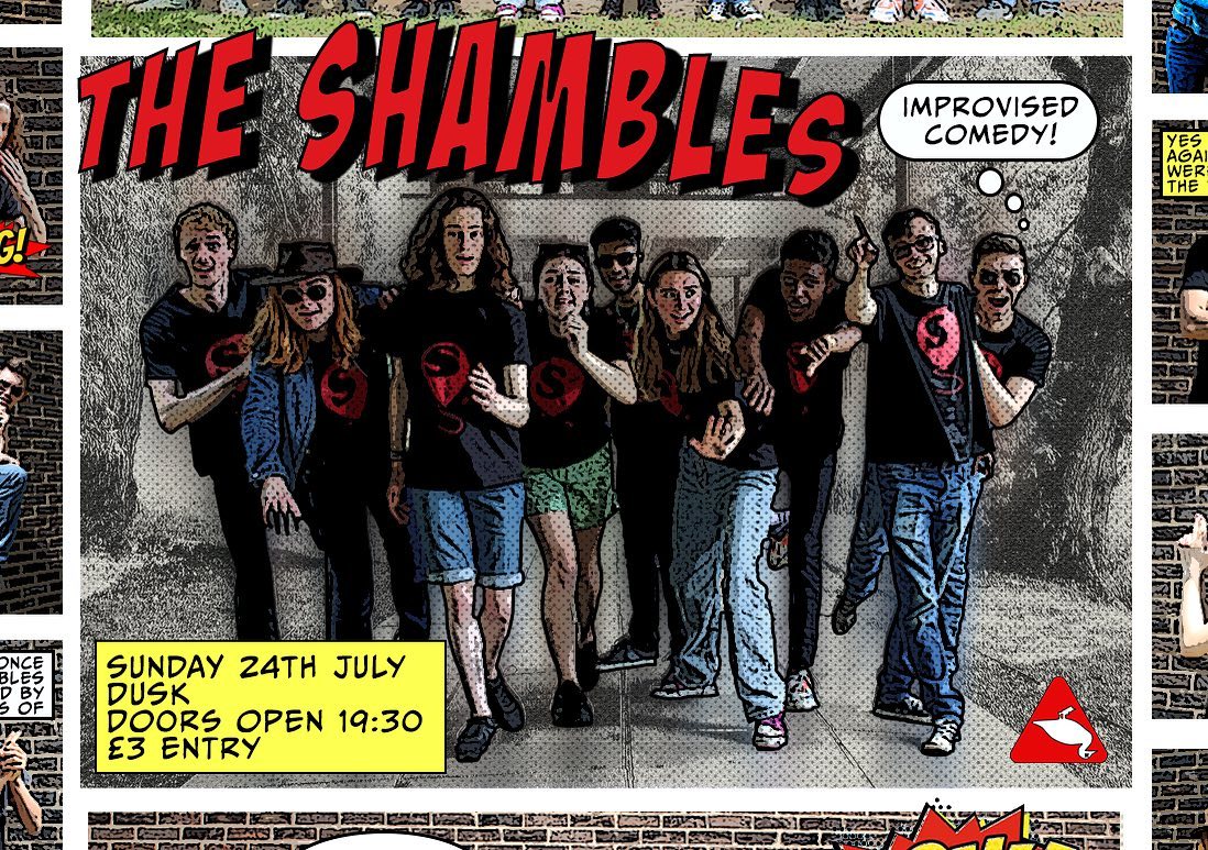 ComedySoc's infamous improv troupe, The Shambles, are back and headed to <a href="/Duskyork/">Dusk Bar</a> to preview their Edinburgh Fringe show this weekend!! 19:30 - Sunday 24th of July. Tickets £3 (concessions/students £2) #comedy #livecomedy #improv #EdinburghFringe #York
