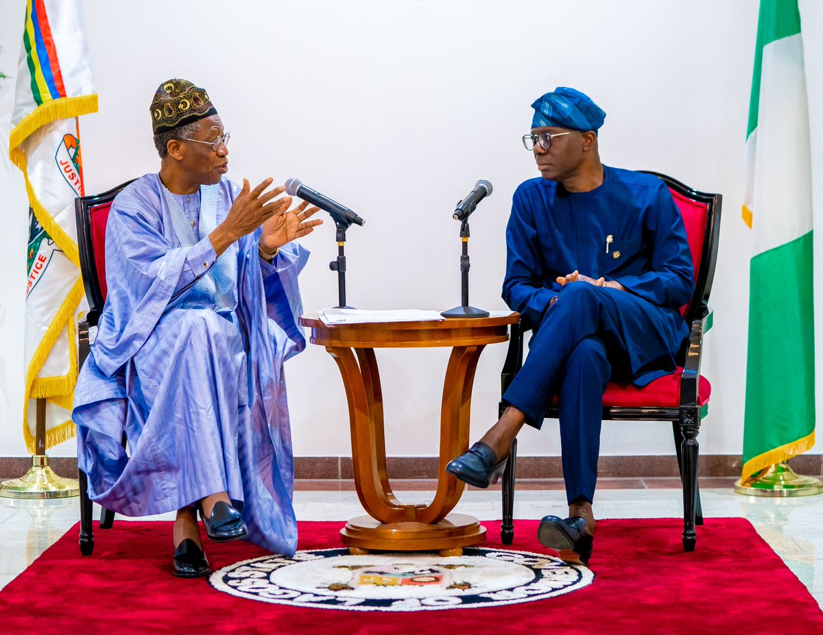 Hon. Min of @FMICNigeria, Alh. Lai Mohammed pays Courtesy Visit to Gov. of @followlasg, @jidesanwool...