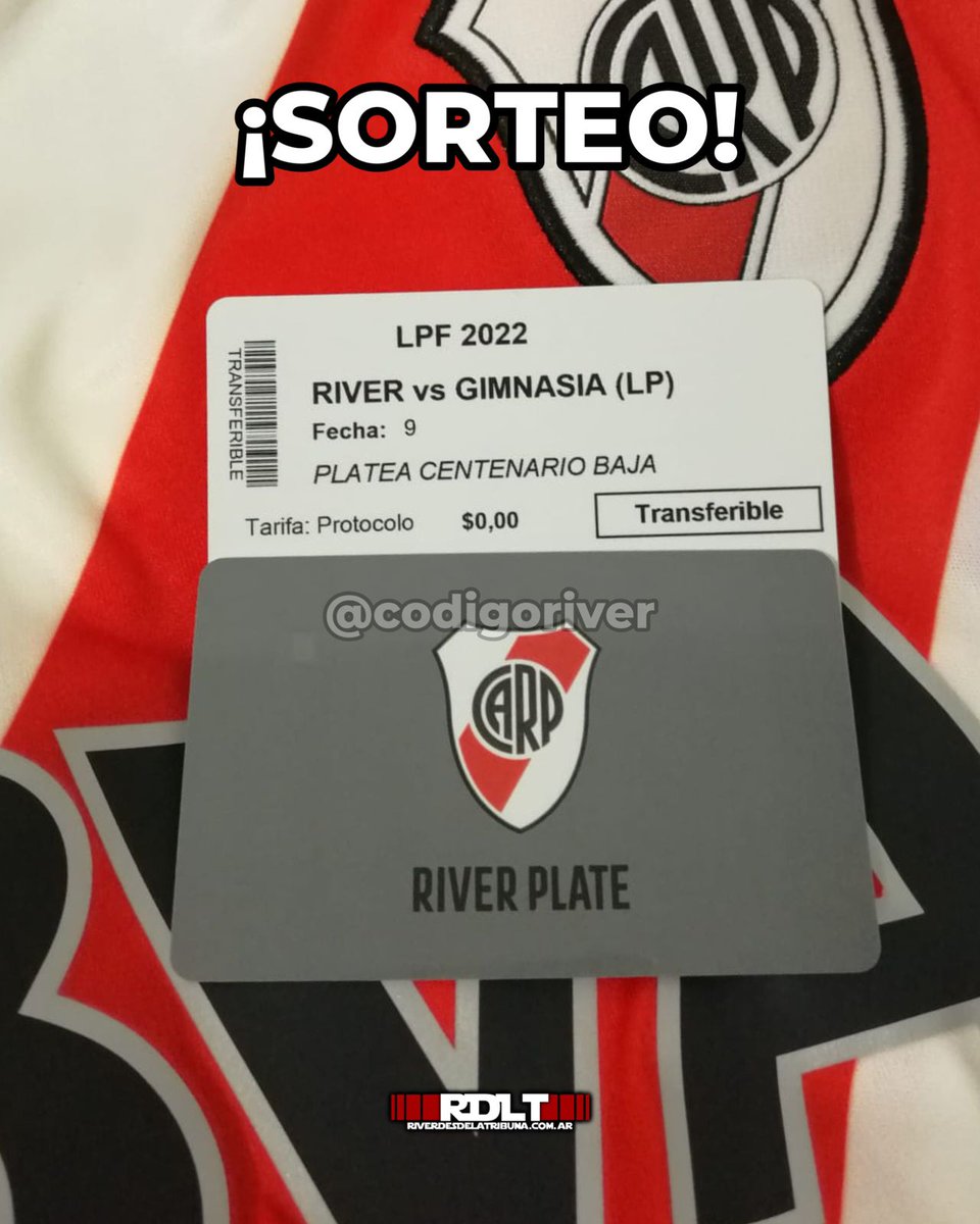 codigoriver's tweet photo. #RIVER | Sorteo relámpago!

Seguí en Twitter + Instagram a @RDLTok y @codigoriver a las 15hs se conoce ganador por IG.

Hacer RT. Suerte para todos 🍀 https://t.co/BZP5nuPV52