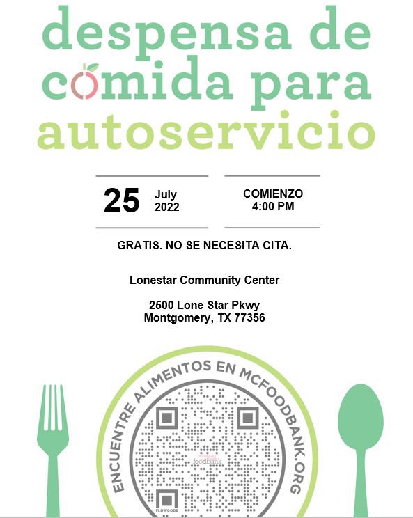 Are you or someone you know in need of food assistance? Montgomery Co. Food Bank will be hosting a Mobile Market (drive-thru pantry) on Mon., 7/25. Lone Star Community Center-Montgomery (2500 Lone Star Parkway, 77356. 4:00 p.m. NO COST, NO APPOINTMENT NEEDED
<a href="/MontgomeryISD/">Montgomery ISD</a>