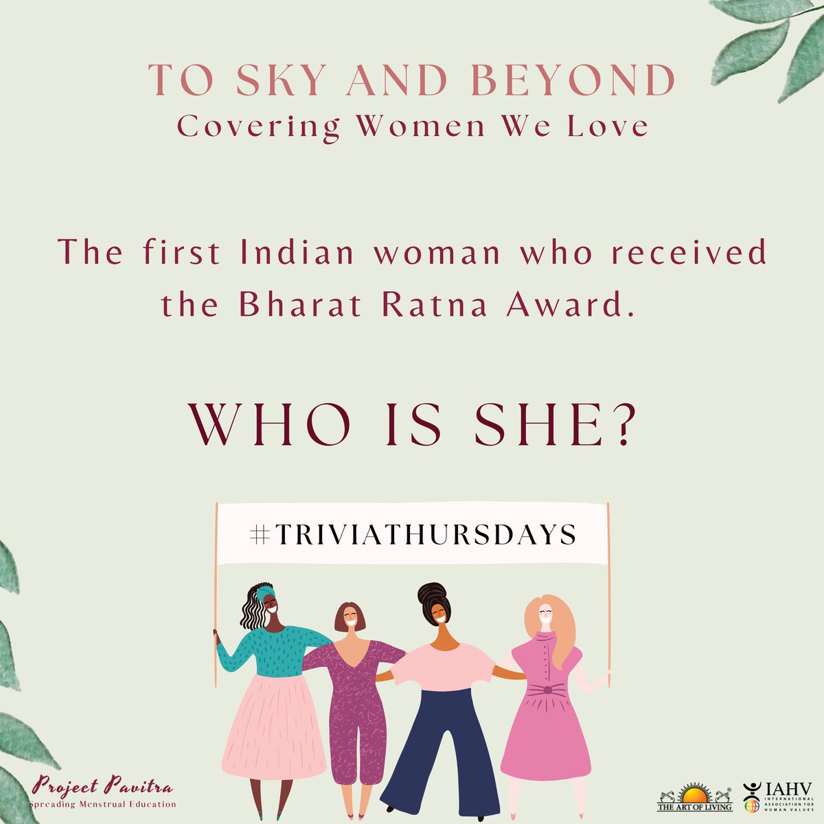 ProjectPavitra's tweet photo. #triviathursday: She was the first Indian woman who received the Bharat Ratna Award. Can you guess her name? #CoveringWomenWeLove #ToSkyAndBeyond https://t.co/B9fQeF43hK