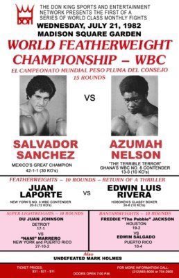 MatthewAguilar5's tweet image. 40 yrs ago July 21: Salvador Sanchez stops Azumah Nelson in 15, retains WBC 126lb title, @TheGarden NYC. In 9th defense, Sanchez overcomes fierce challenge of 13-0 Nelson as he looks forward to possible Alexis Arguello showdown. 22 days later, Sanchez dies in tragic car crash.
