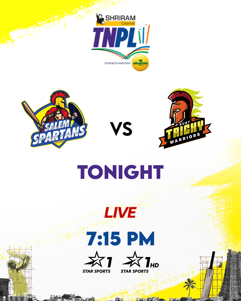 StarSportsIndia's tweet photo. 2⃣ teams are clashing for pride and an elusive #TNPL2022 win tonight!
#SalemSpartans or #RubyTrichyWarriors - who's your pick to be on the winning side when the dust settles?
@TNPremierLeague #SSvRTW #TNPL #NammaOoruNammaGethu https://t.co/N5I6x3WEcs