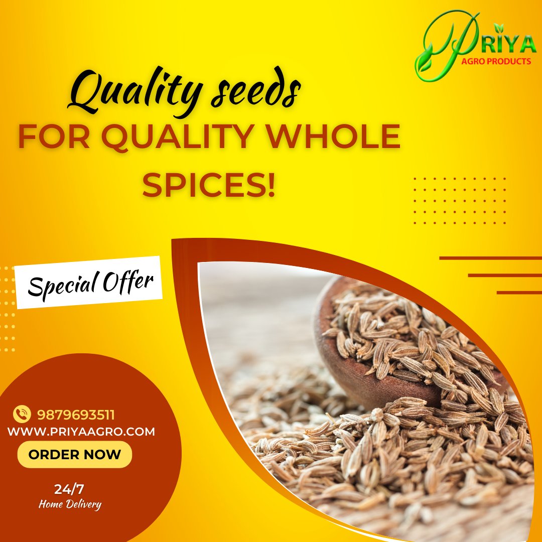 Priyaagro's tweet photo. Quality Seeds for Quality Whole Spices😍
We Exporter of Cumin Seeds, Coriander Seeds, Sesame Seeds, Yellow Maize &amp; Green Millet
✅100% Guarantee &amp; Tested
✅Provide good quality At the Best Price
 ☎  98796 93511
📧  priyaagrop@gmail.com
💻 https://t.co/Pfuq88TfVw
.
#seeds #spices https://t.co/1I0lxdfyvE