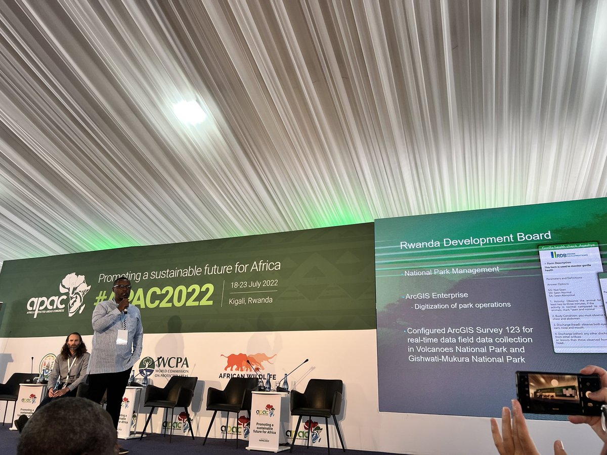 esrirwanda's tweet photo. Happening now at APAC: Esri Conservation team along side Esri Rwanda, Esri Eastern Africa and MAPS are currently discussing ArcGIS Solutions for Protected Area Management.
#APAC22 #conservation #ArcGIS #solutions https://t.co/qFCXiABx6N